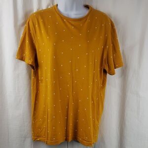 Denim & Flower Ricky Singh Men's Large Mustard Yellow Palm Tree Shirt